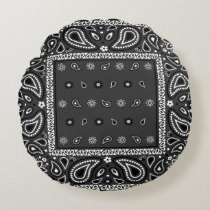 Coussins Ronds Black Paisley Bandana Anniversaire Hip hop Rap Éca