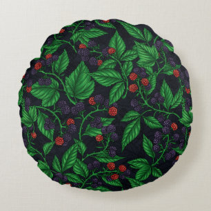 Coussins Ronds Blackberry sur gris foncé