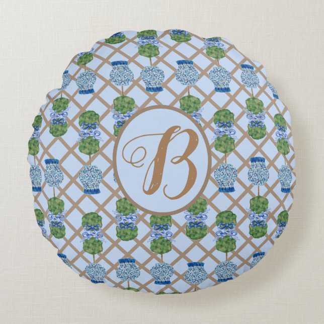 Coussins Ronds Bleu Chinoiserie Ginger Jar Jars Topio panier (Devant)