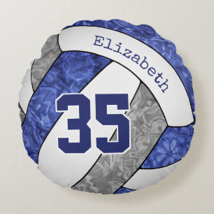 Coussins Ronds bleu gris blanc volleyball corbeille