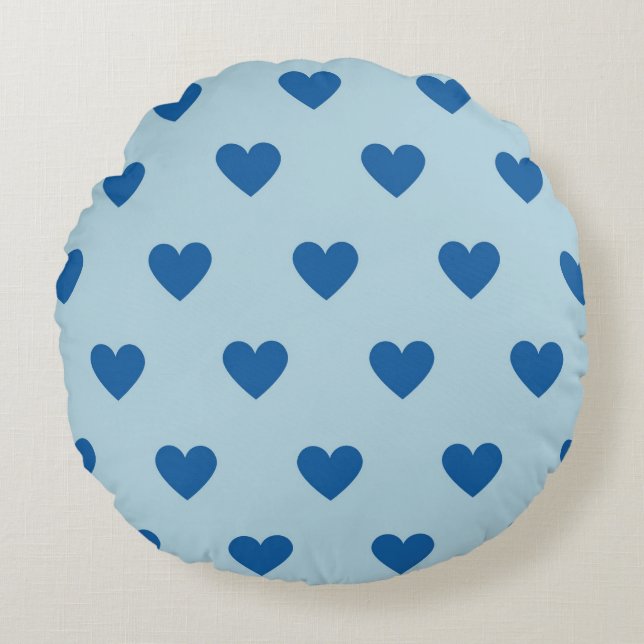 Coussins Ronds Bleu mignon simple Motif de coeur (Devant)
