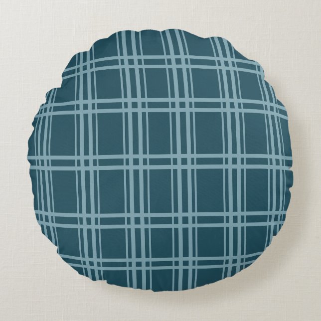 Coussins Ronds Bleu plaid (Devant)