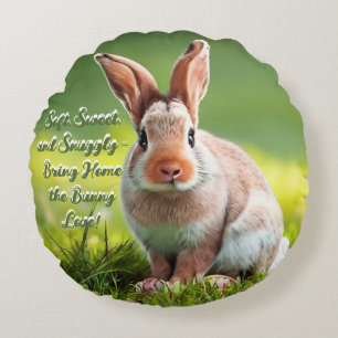 Coussins Ronds Bliss de lapin cosy - Cuisine de lapin blanc et Br