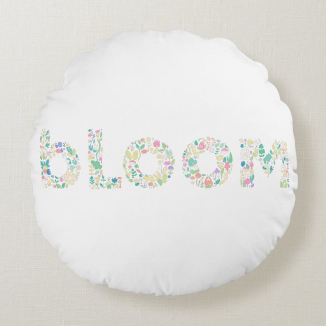 Coussins Ronds “BLOOM Botanical Letter Art Pillow (Devant)