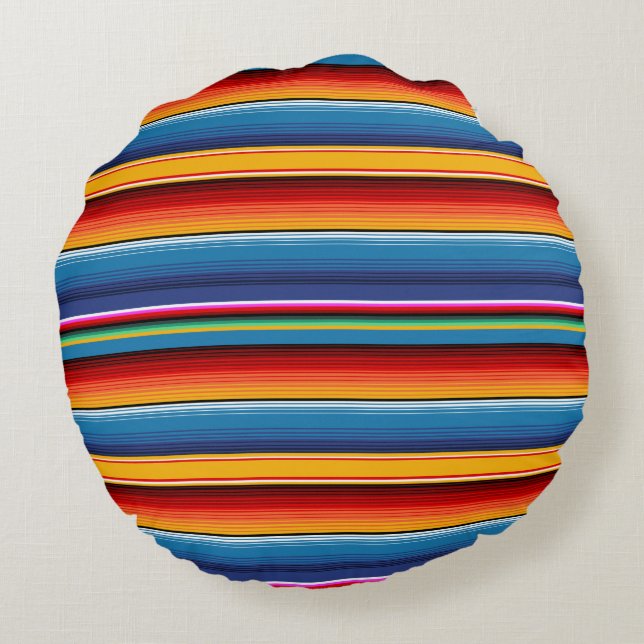 Coussins Ronds Blue Gold Red Sarape mexicaine (Dos)