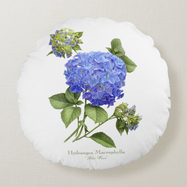 Coussins Ronds Blue Hydrangeas (Devant)