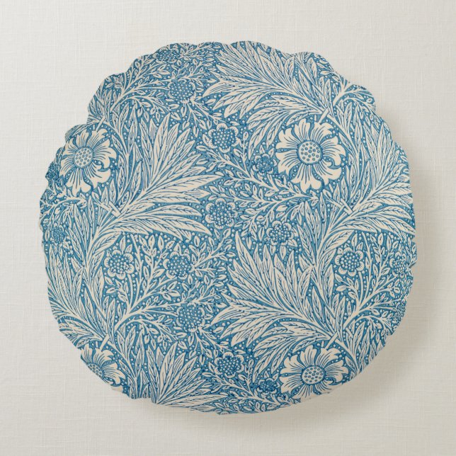 Coussins Ronds Blue Marigolds (par William Morris) (Devant)