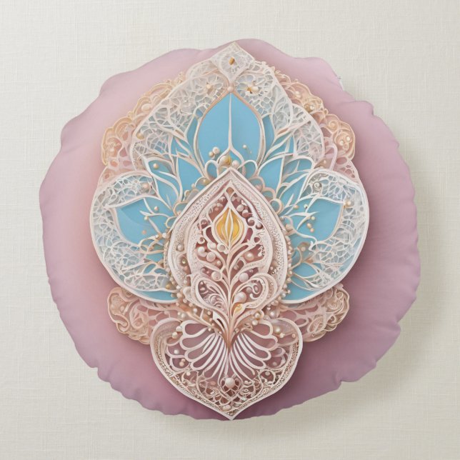 Coussins Ronds Blush Savonneux Dentelle Art IA  (Dos)