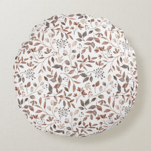Coussins Ronds Boho Brown Terracotta Feuilles botaniques