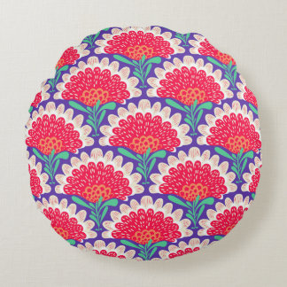 Coussins Ronds Boho Chic Floral Vintage Imprimer.