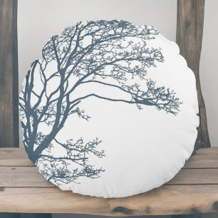 Coussins Ronds Boho d'arbre simple bleu