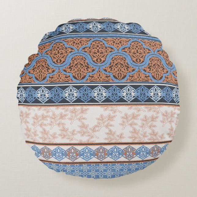 Coussins Ronds Boho Floral Stripes : Ethnic Seamless Collection (Devant)