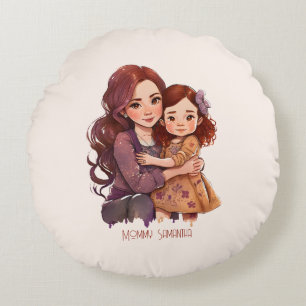 Coussins Ronds Bond adorable maman et fille (11)