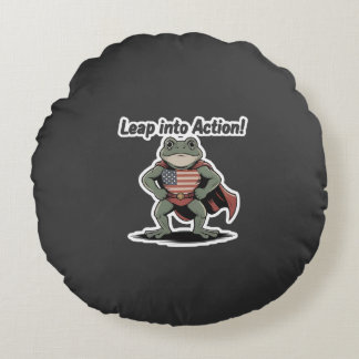 Coussins Ronds Bondir en action ! Autocollant Super Grenouille