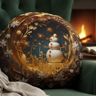 Coussins Ronds Bonhomme de neige festif