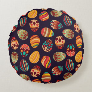 Coussins Ronds Bonne Pâques ! Joyeux motif des oeufs de vacances,