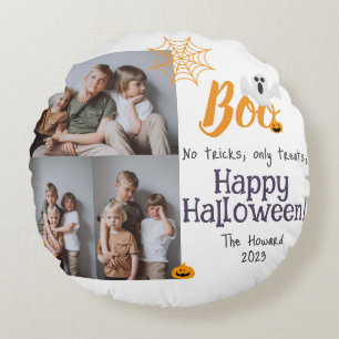 Coussins Ronds Boo citrouille jack-o-lanterne Halloween Collage p