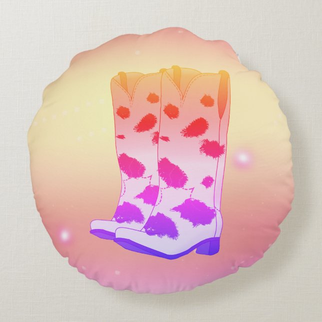 Coussins Ronds Boot Scoot Throw Pillow (Pink) (Dos)