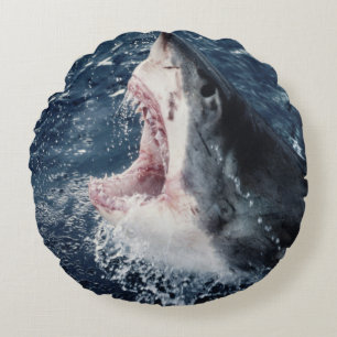 Coussins Ronds Bouche élevée de requin ouverte