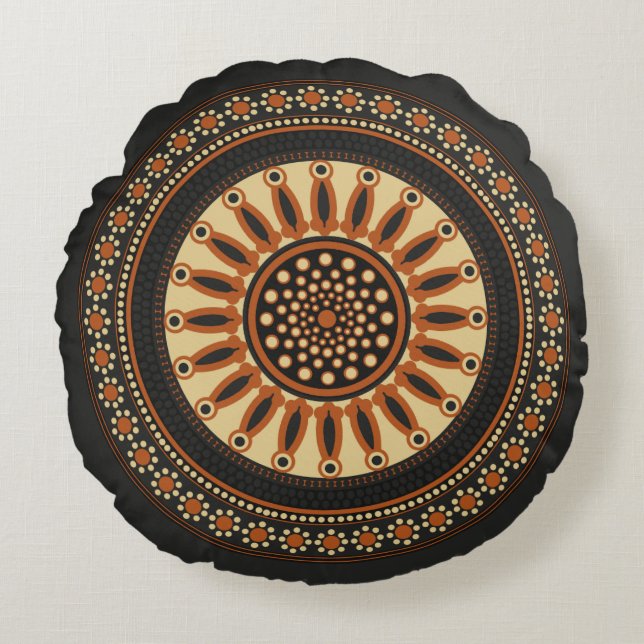 Coussins Ronds Bouchero Etrusque Solar Mandala Accent (Devant)