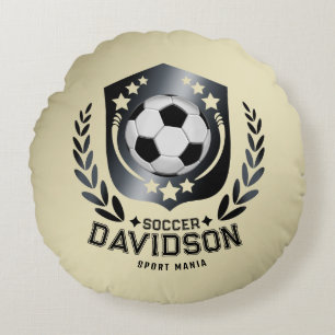 Coussins Ronds Bouclier de football classique   Texte personnalis