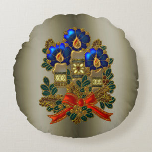 Coussins Ronds Bougies et couronne de Noël