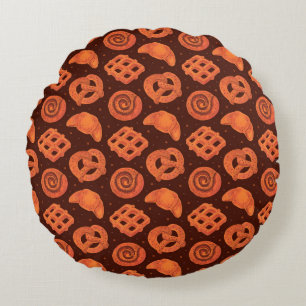 Coussins Ronds Boulangerie sans couture motif, texture. Boutique 
