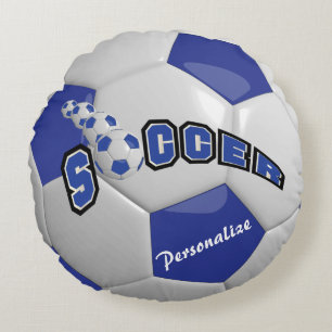 Coussins Ronds Boule de football bleu foncé Nom do-it-yourself