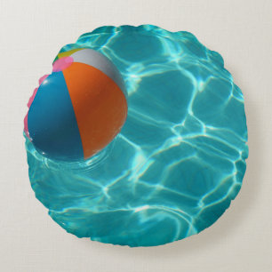 Coussins Ronds Boule de plage blanche et multicolore