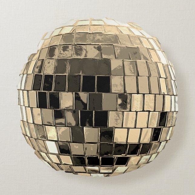 Coussins Ronds Boule Disco - Or (Devant)