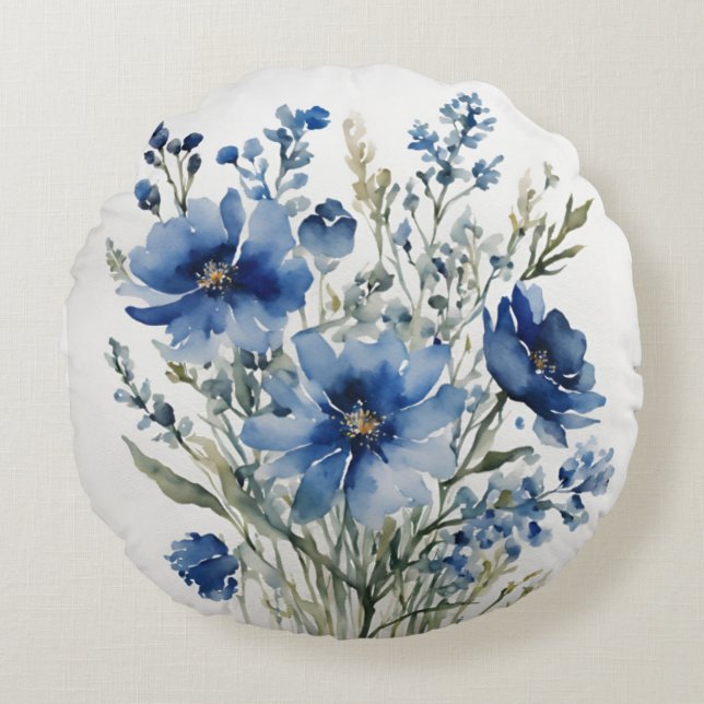 Coussins Ronds Bouquet de fleurs Elégante aquarelle (Devant)