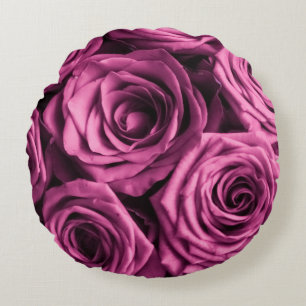 Coussins Ronds Bouquet de roses violets, fleurs fleuris arrière -