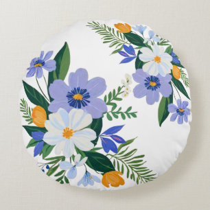 Coussins Ronds Bouquet floral violet orange