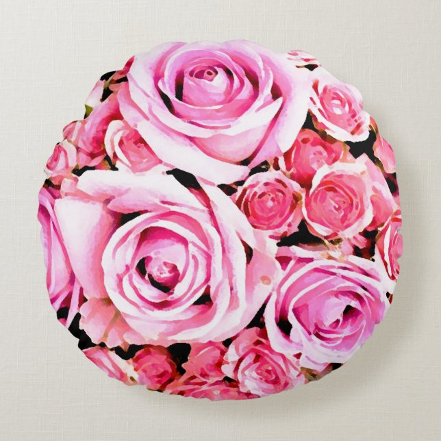 Coussins Ronds Bouquet rose (Devant)