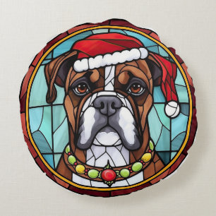 Coussins Ronds Boxer en verre tendu Noël