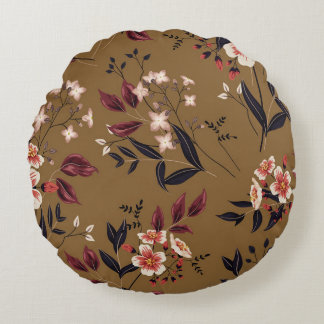 Coussins Ronds Branche de fleurs roses, composition abstraite.