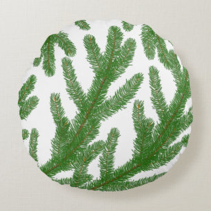 Coussins Ronds Branches de sapin vert