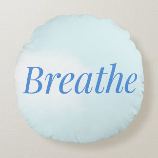 Coussins Ronds “Breathe” – Calming Blue Round Pillow for Mindful