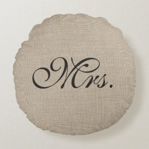 Coussins Ronds Brown foncé Mme Burlap Oreiller rond