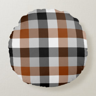 Coussins Ronds Brown noir blanc Twill En vichy design