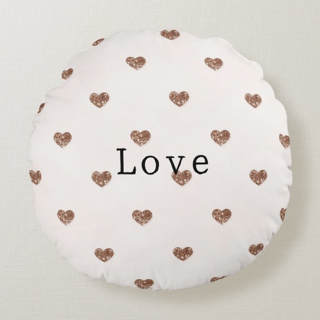 Coussins Ronds Brown Sugar Glitter Hearts Love Valentine's (Devant)