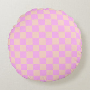 Coussins Ronds Bubblegum Moderne et Damier Pêche
