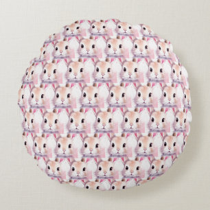 Coussins Ronds Bunny Cute Aquarelle baby shower rose