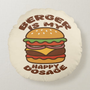 Coussins Ronds Burger est mon heureux dosage vintage