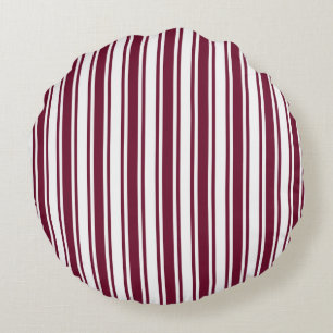 Coussins Ronds Burgundy rouge et blanc bonbons rayures
