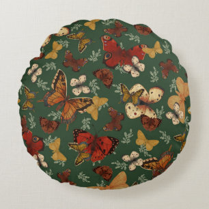 Coussins Ronds Butterfly Garden Motif vert frais