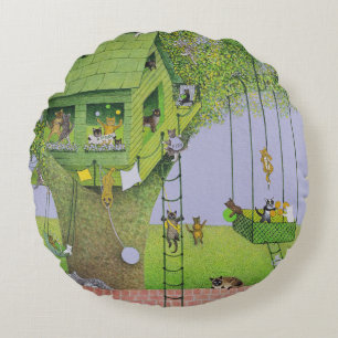 Coussins Ronds Cabane dans un arbre de chat