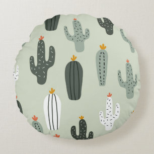 Coussins Ronds Cactus mignons sans couture motif, arrière - plan