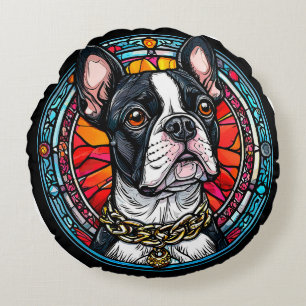 Coussins Ronds Cadeau de portrait de Bouledogue français pour ama