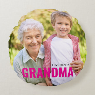 Coussins Ronds Cadeau Mémorable de GRAND-MÈRE avec Photo Personna